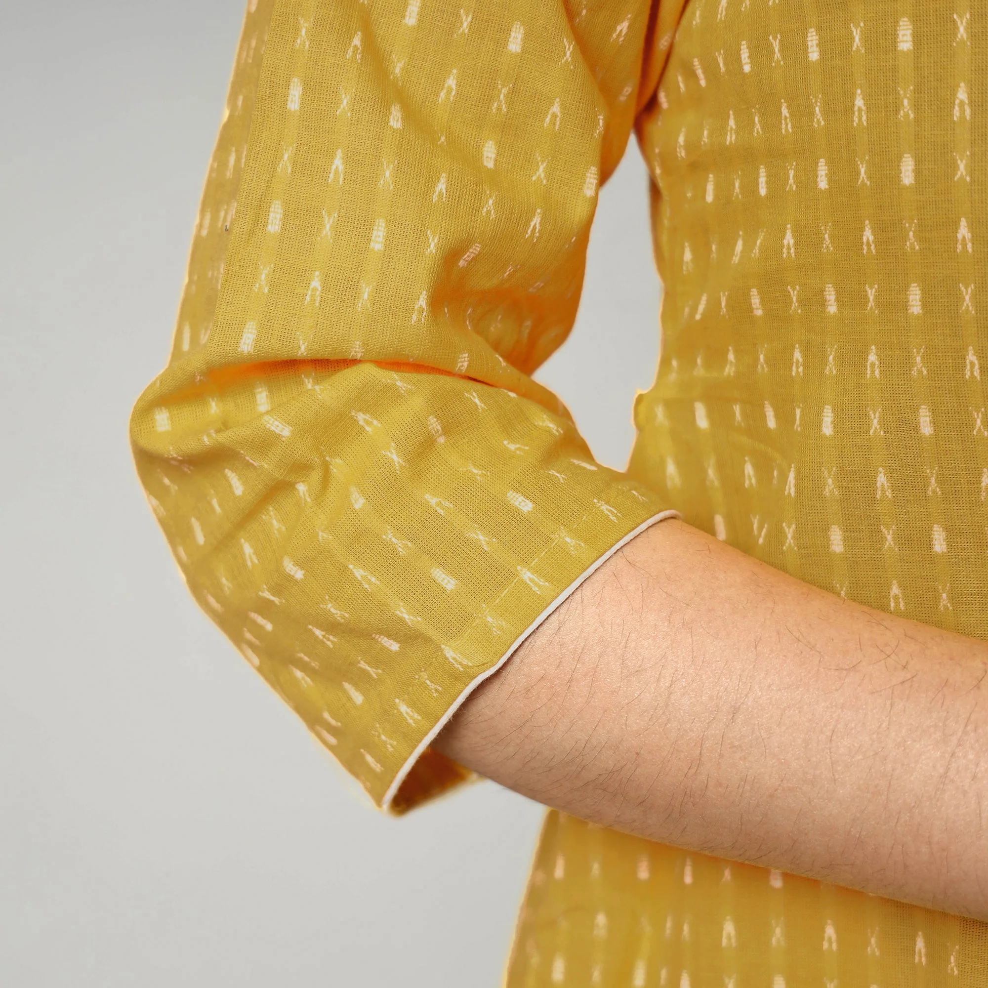 Yellow - Jacquard Cotton A-Line Kurta 15 - Image 6