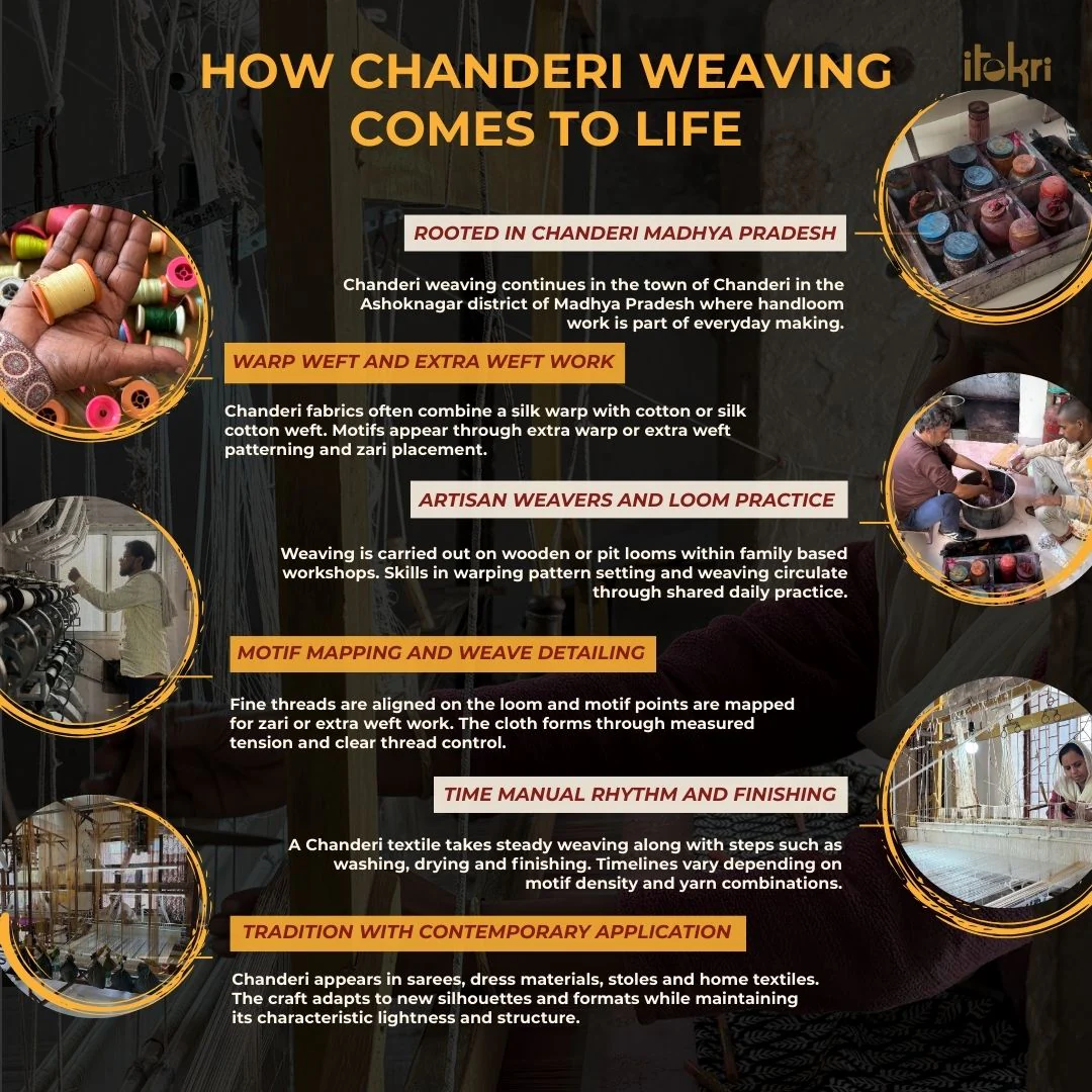 Grey - Traditional Handloom Buti Katan Chanderi Silk Saree 04 - Image 6