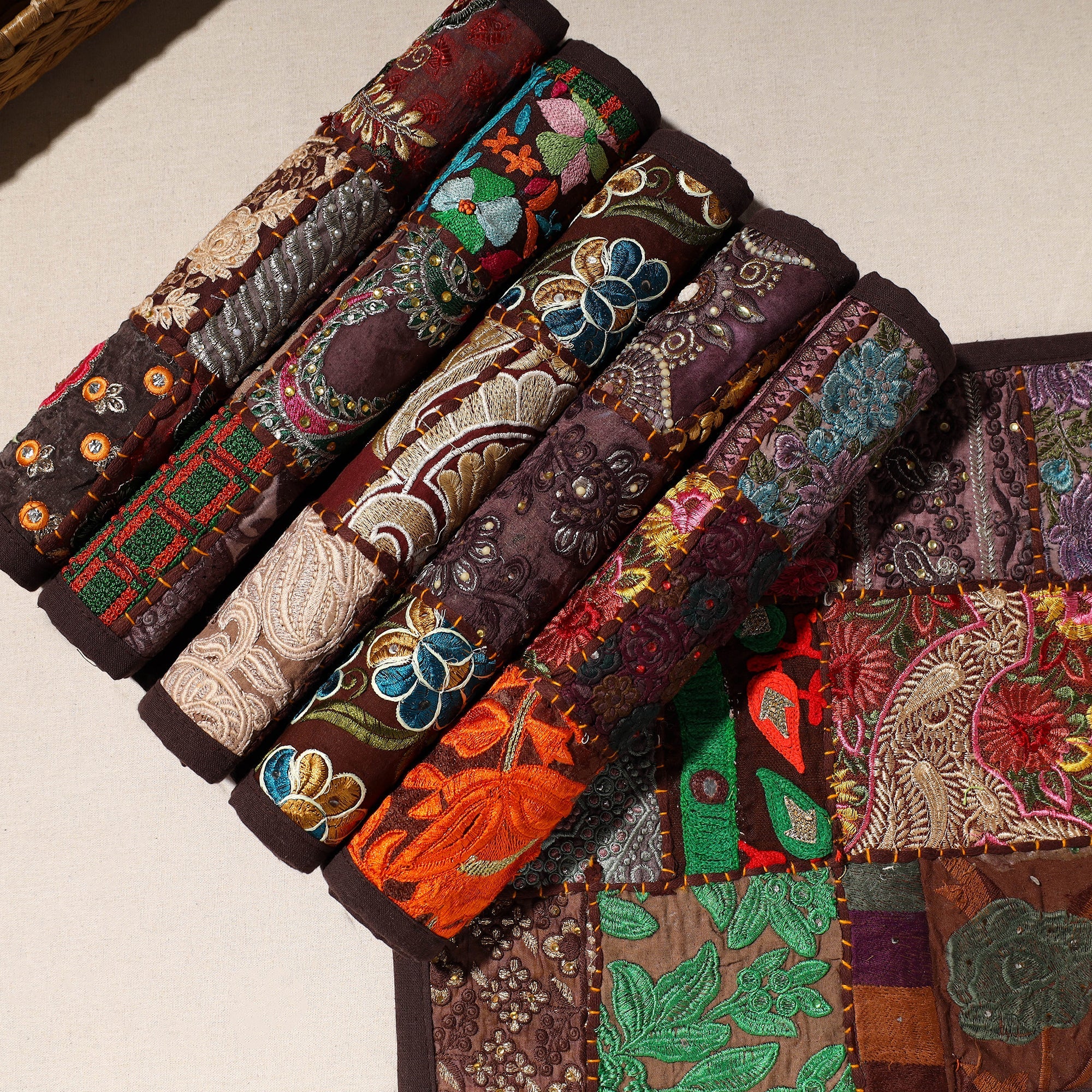 Brown - Khambadiya Patchwork Cotton Table Mats (SO6) 06 - Image 3