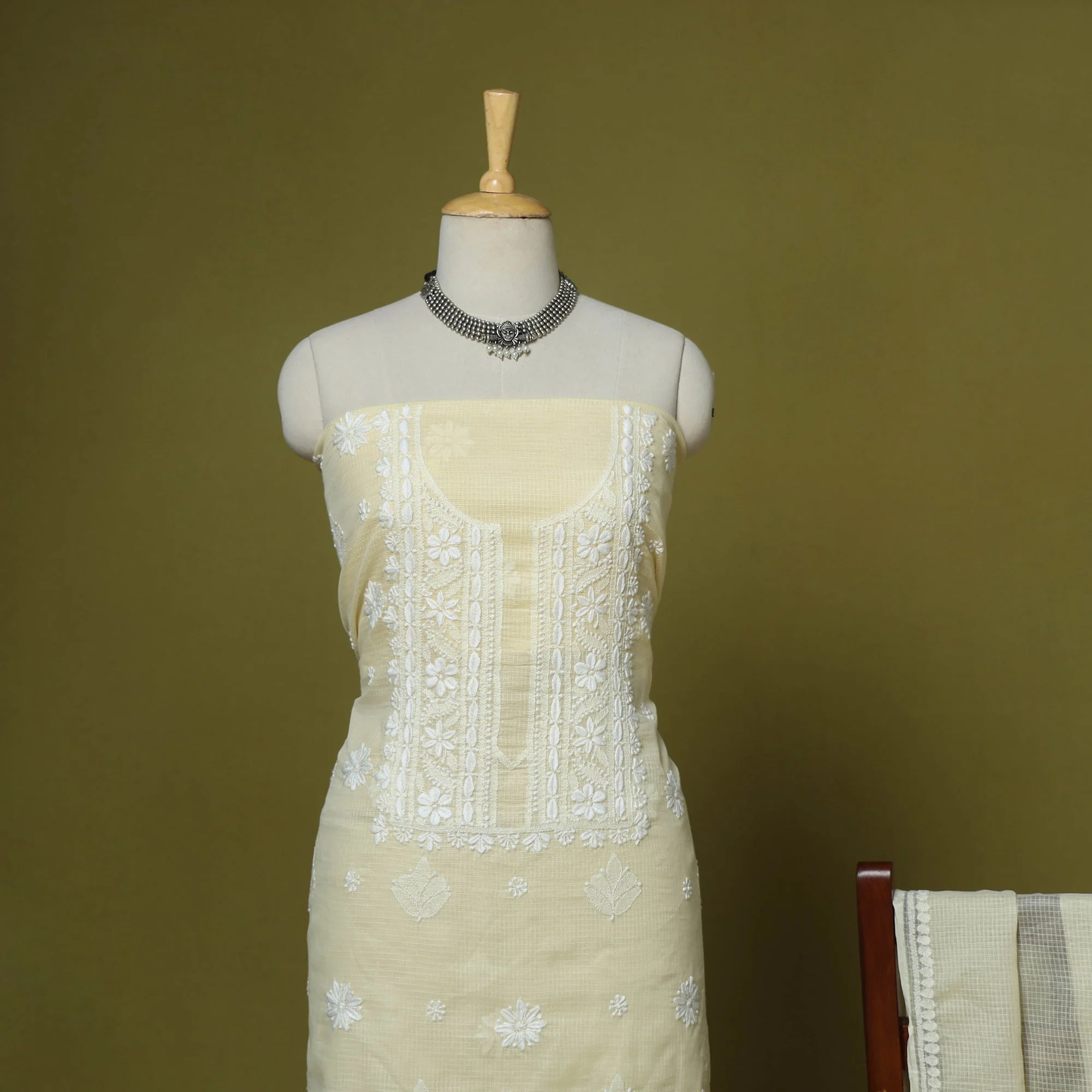 2pc Kota Doria Cotton Unstitched Chikankari Dress Material 13 - Image 3