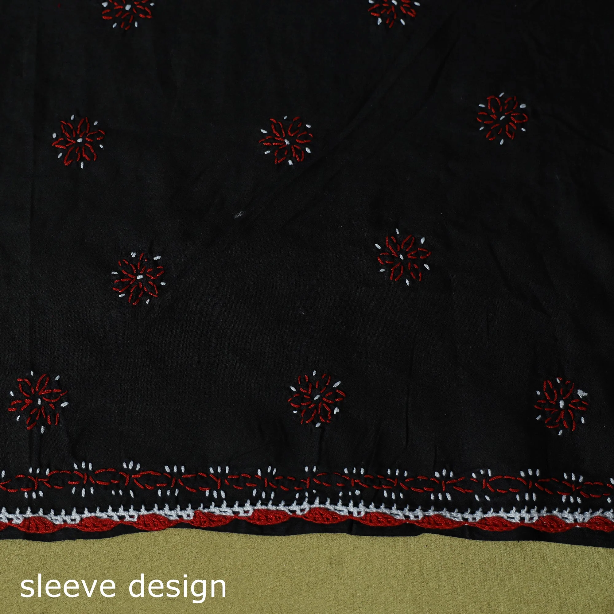Black - 3pc Hand Embroidery Cotton Lucknow Chikankari Dress Material 67 - Image 7