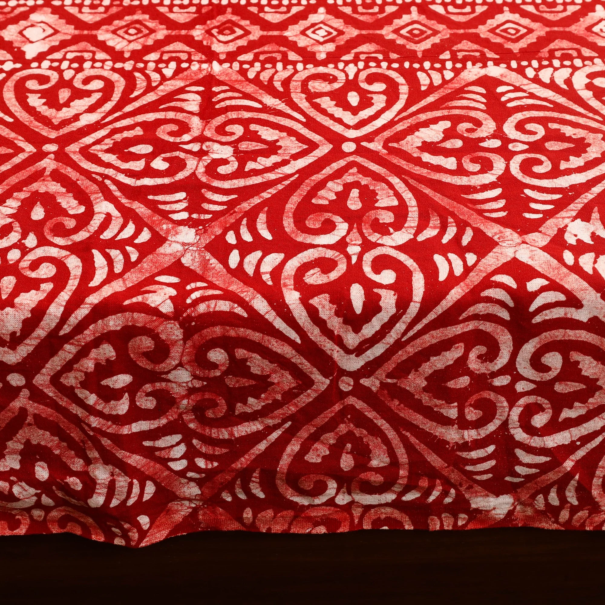 Red - Cotton Double Hand Batik Print Bed Sheet Set 11 - Image 5