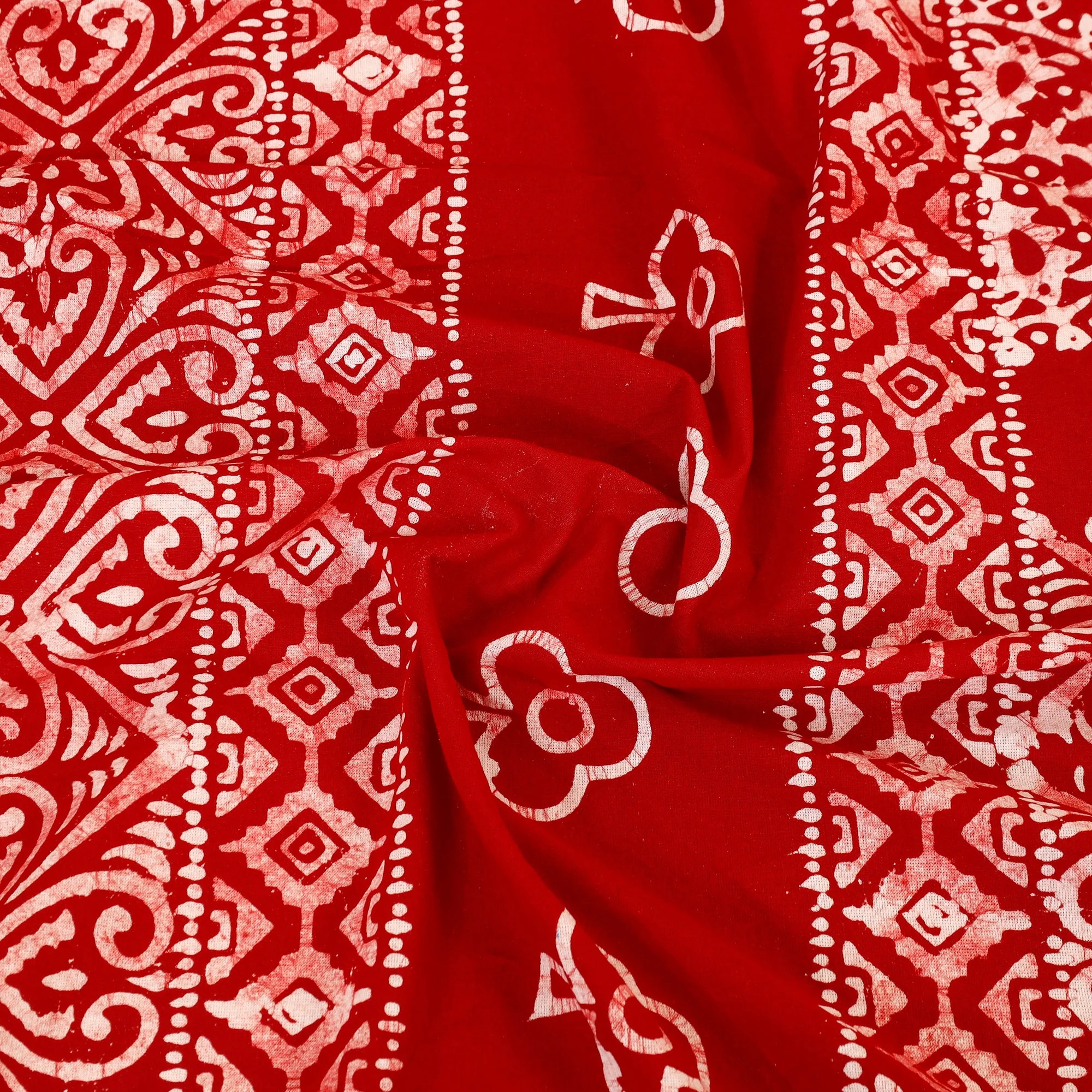 Red - Cotton Double Hand Batik Print Bed Sheet Set 11 - Image 6