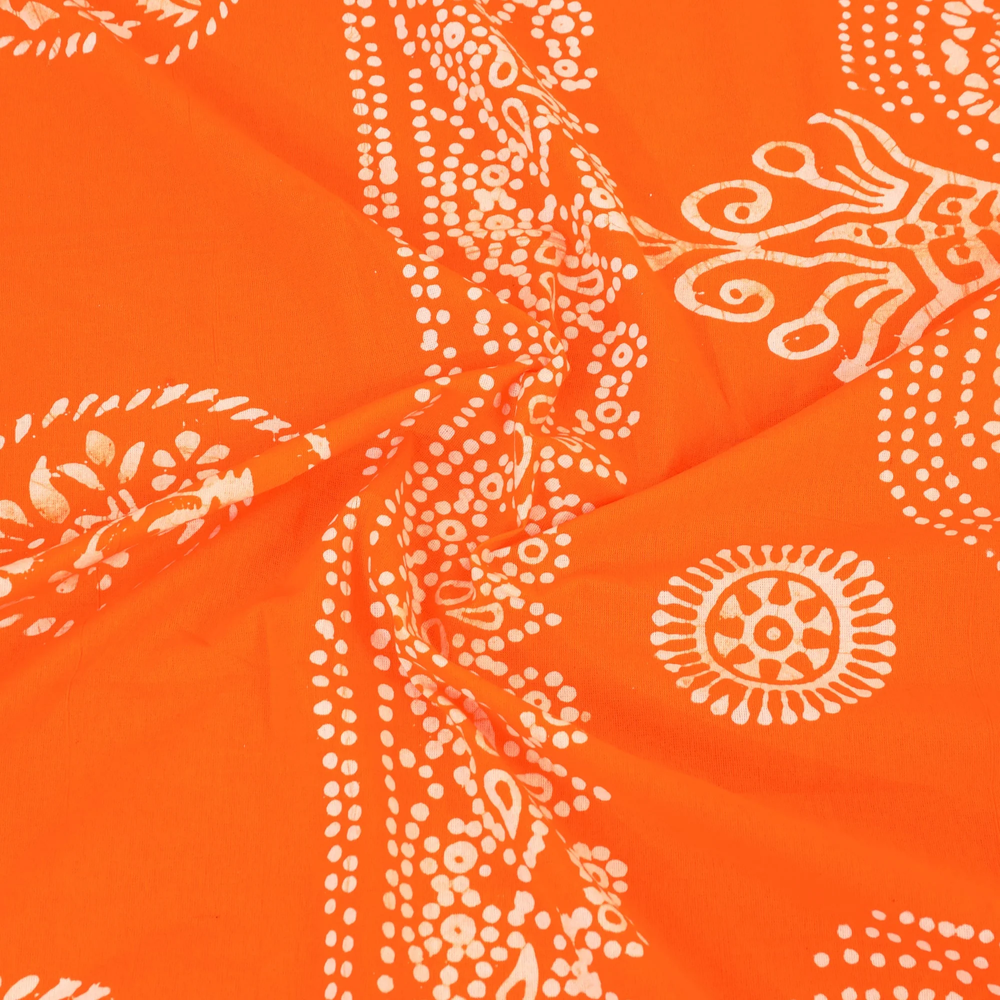 Orange - Cotton Double Hand Batik Print Bed Sheet Set 18 - Image 5