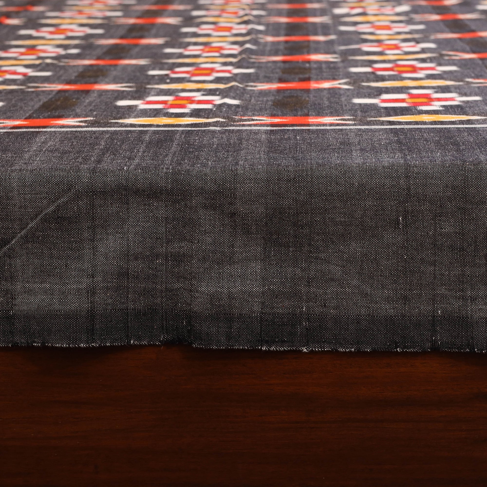 Black - Handloom Cotton Double Ikat Pochampally Bedsheet (108 x 90 in) 27 - Image 4