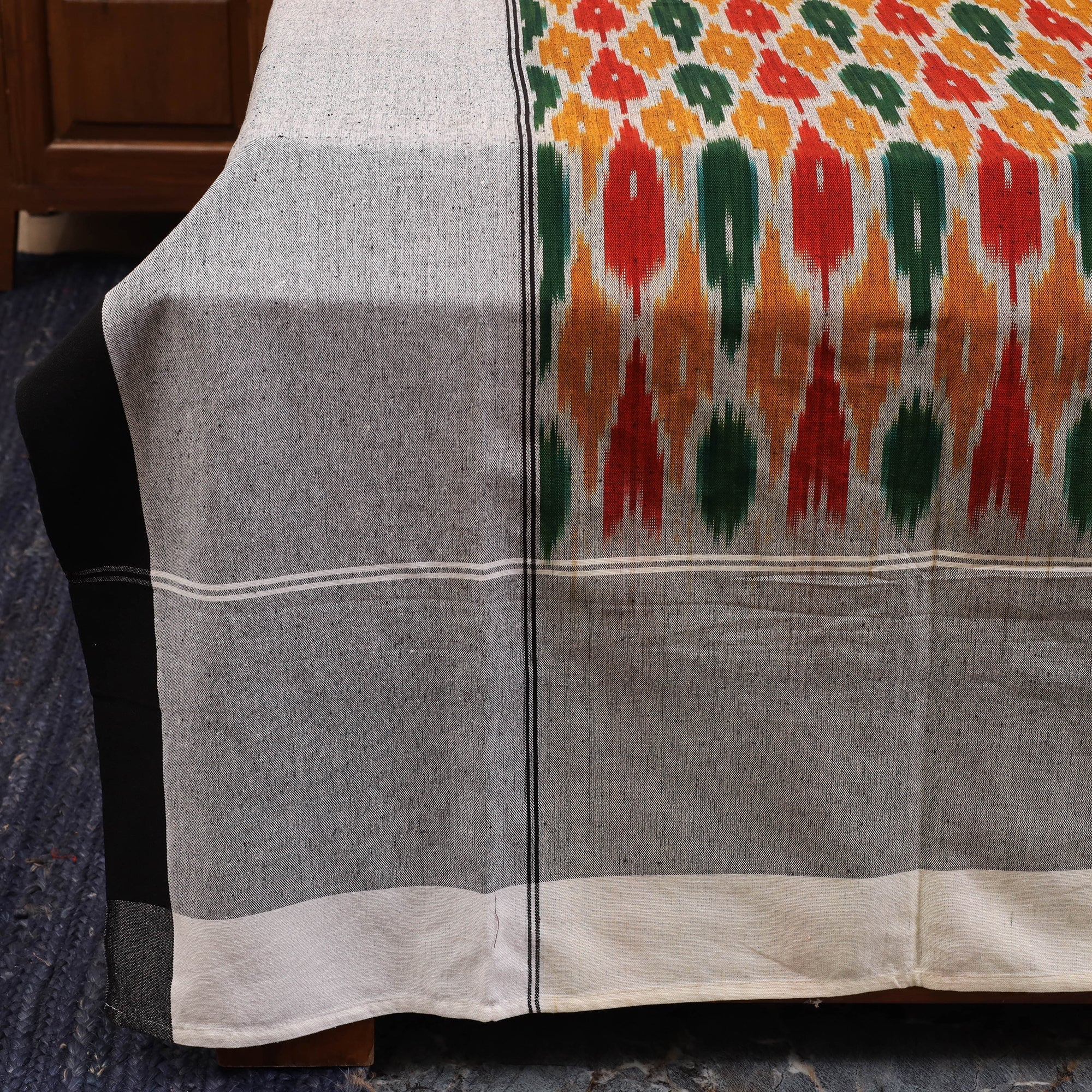 Multicolor - Handloom Cotton Pochampally Ikat Double Bedsheet Set (108 x 90 in) 02 - Image 3