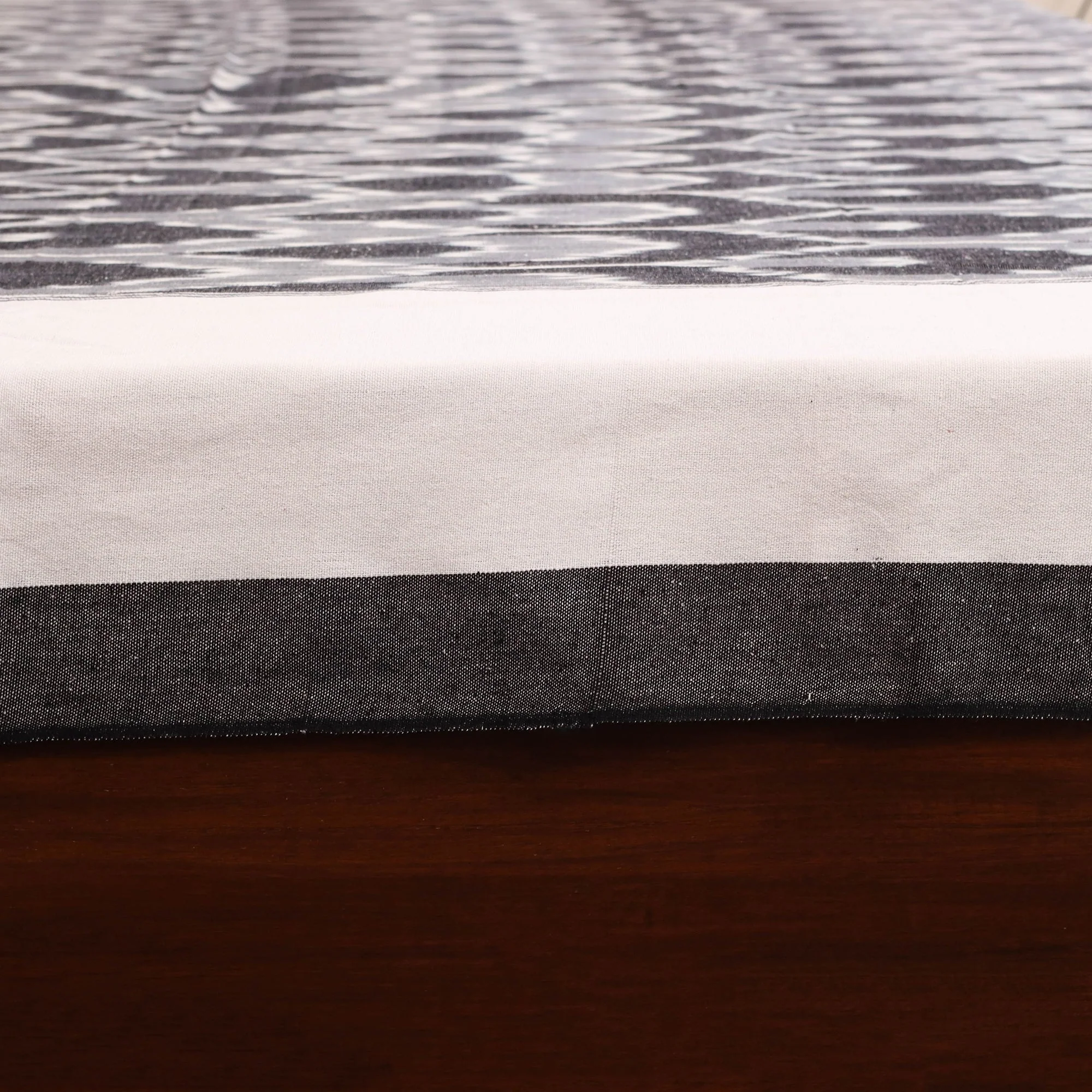 Grey - Handloom Cotton Pochampally Ikat Double Bedsheet Set (108 x 90 in) 22 - Image 5