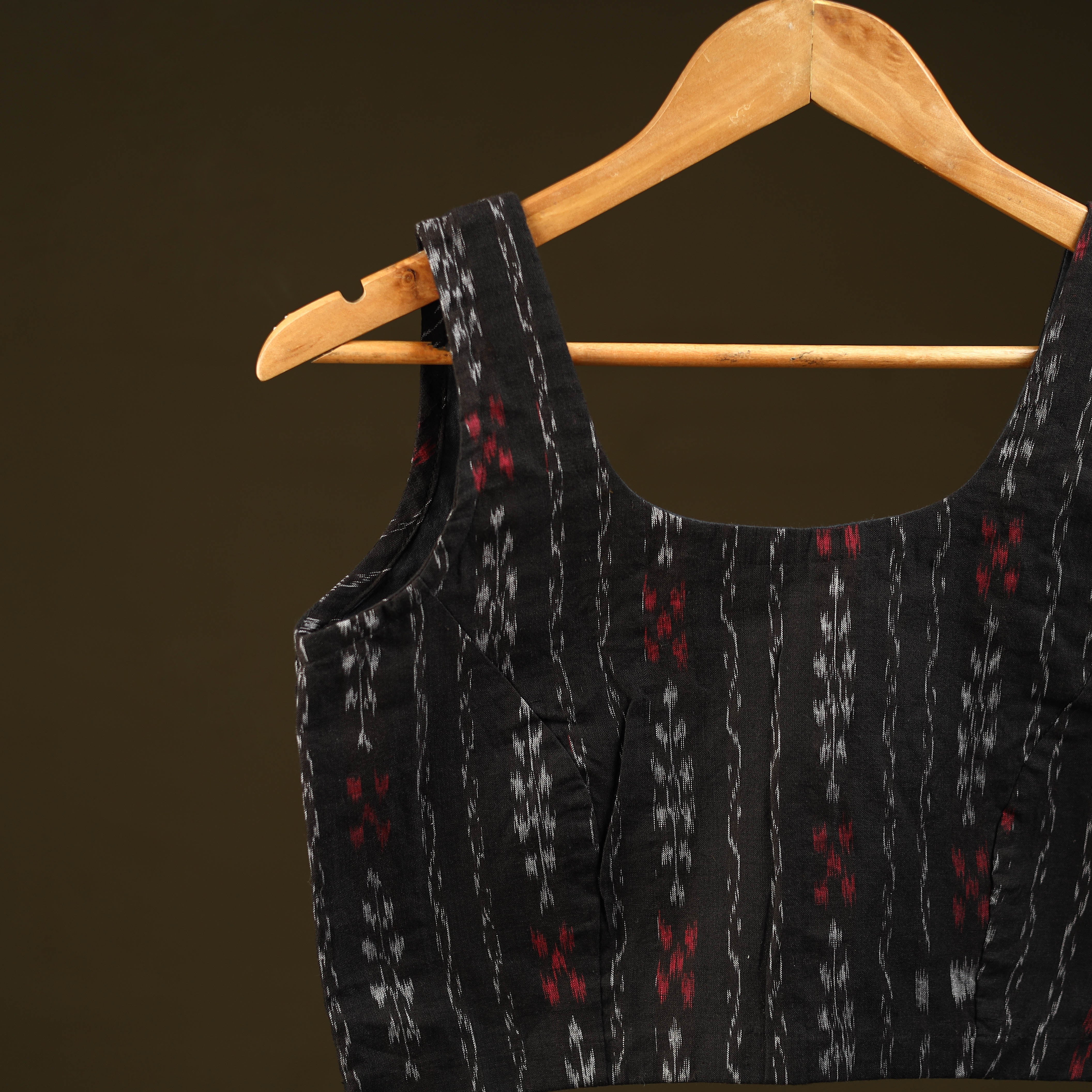 Black - Handloom Cotton Stitched Sambalpuri Ikat Blouse 04 - Image 3