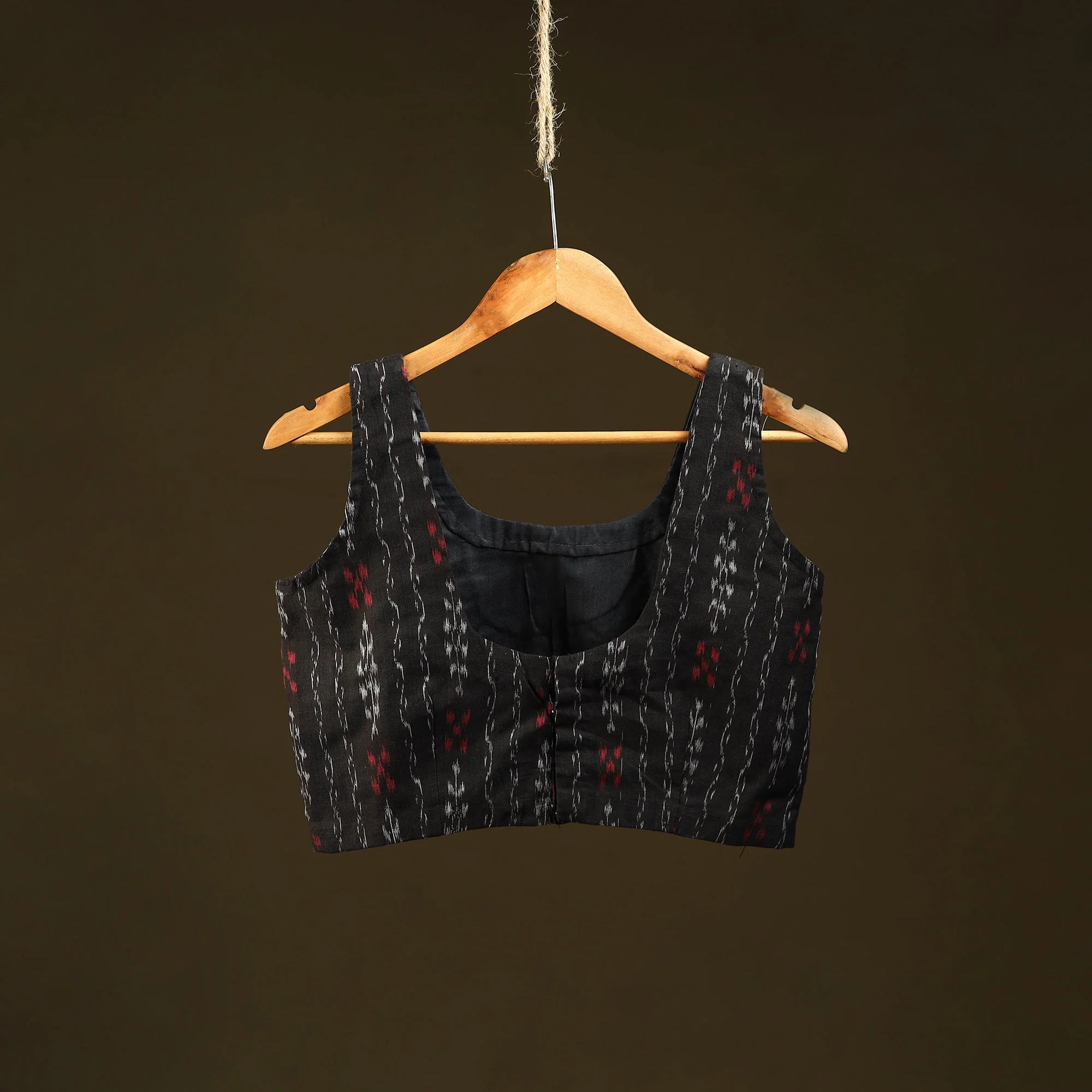 Black - Handloom Cotton Stitched Sambalpuri Ikat Blouse 04 - Image 4