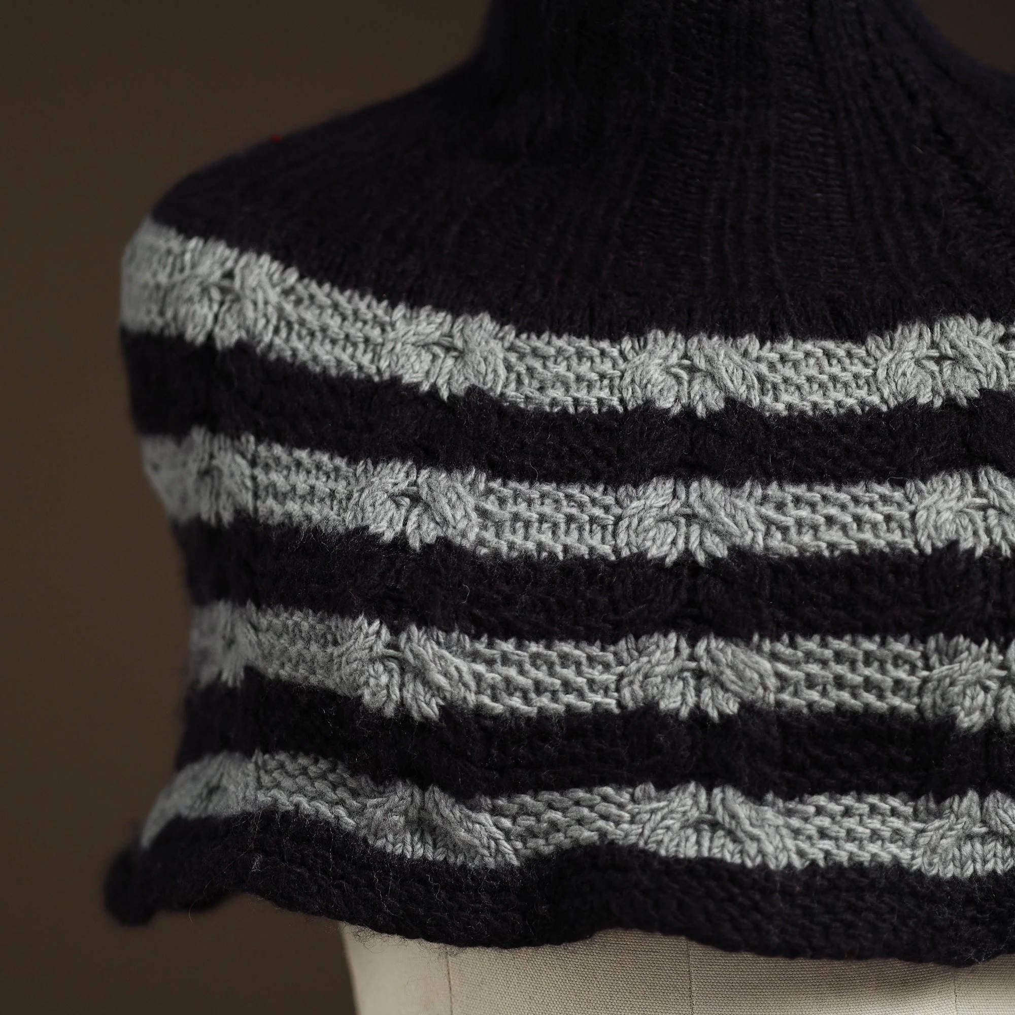 Black - Kullu Karishma Hand Knitted Merino Wool Neck Warmer 49 - Image 3