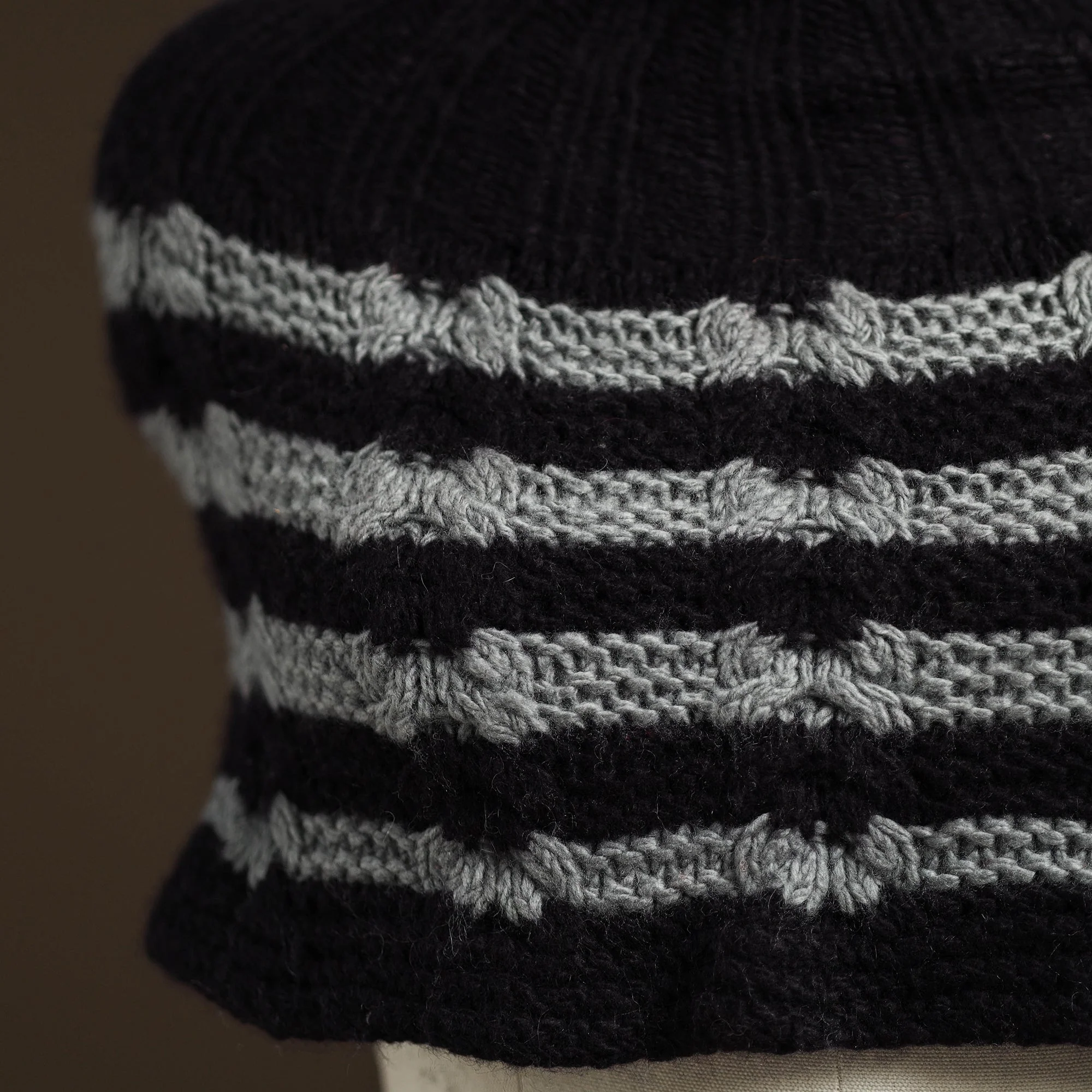 Black - Kullu Karishma Hand Knitted Merino Wool Neck Warmer 55 - Image 3