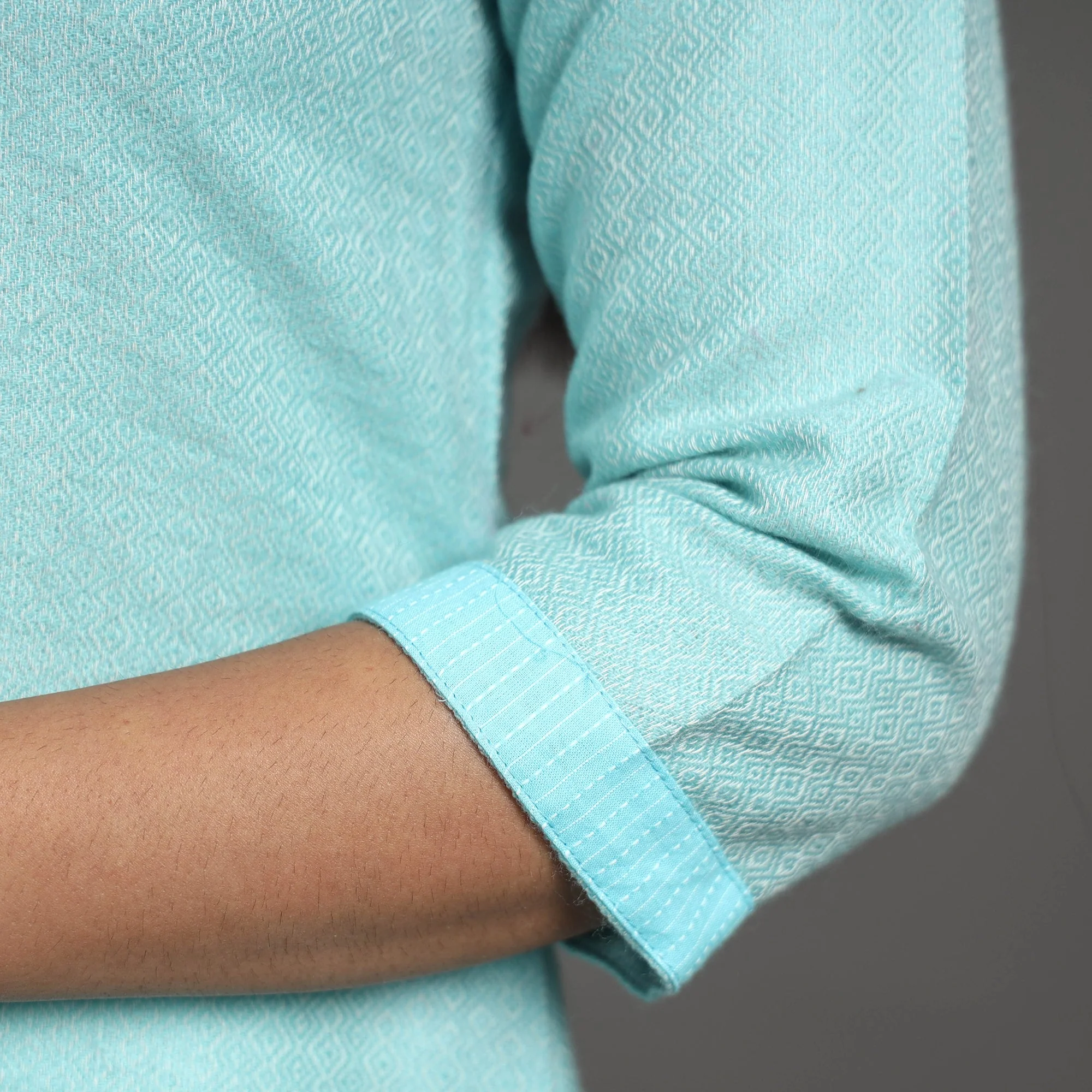 Zahira Light Blue Merino Woolen Kurta - Image 6
